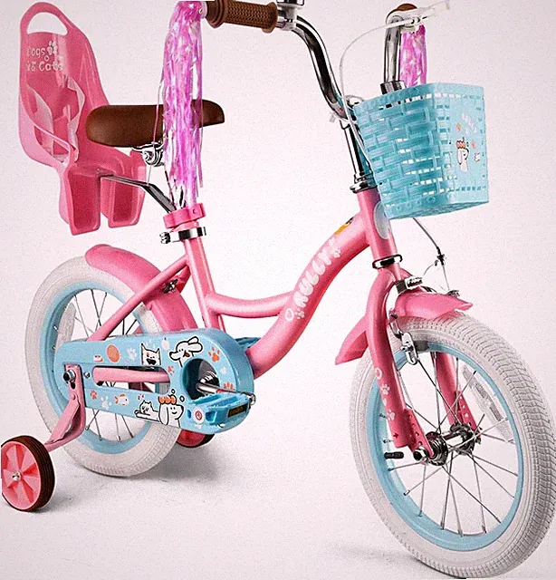 12 14 16 Inch Girls Bike with Doll Seat Basket and Training Wheels for 2-6 Years