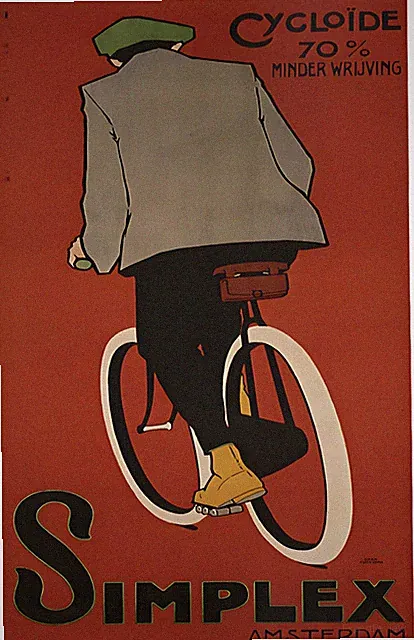 16553.Wall Decor Poster.Interior Art.Simplex Amsterdam Bicycle Ad Dutch Man