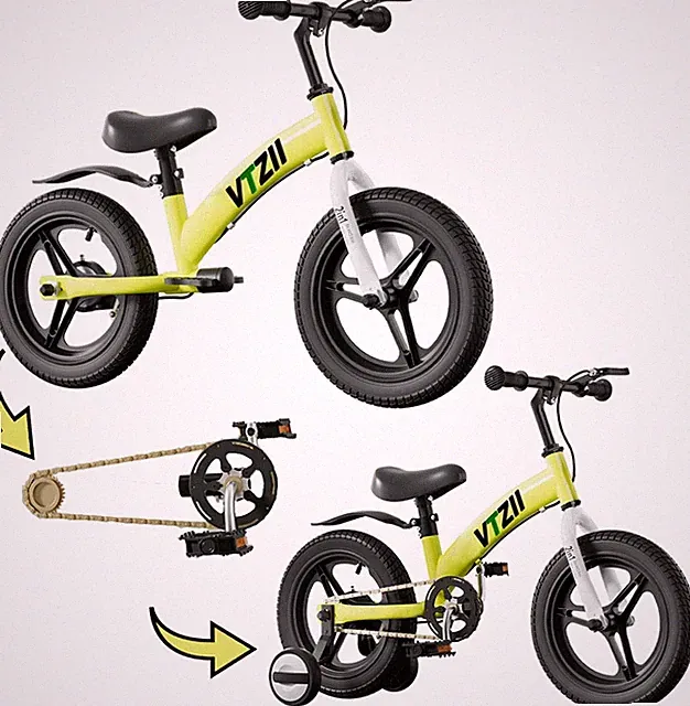 2-in-1 Balance Bike with Pedals & Training Wheels for Kids 2-7 Years Old