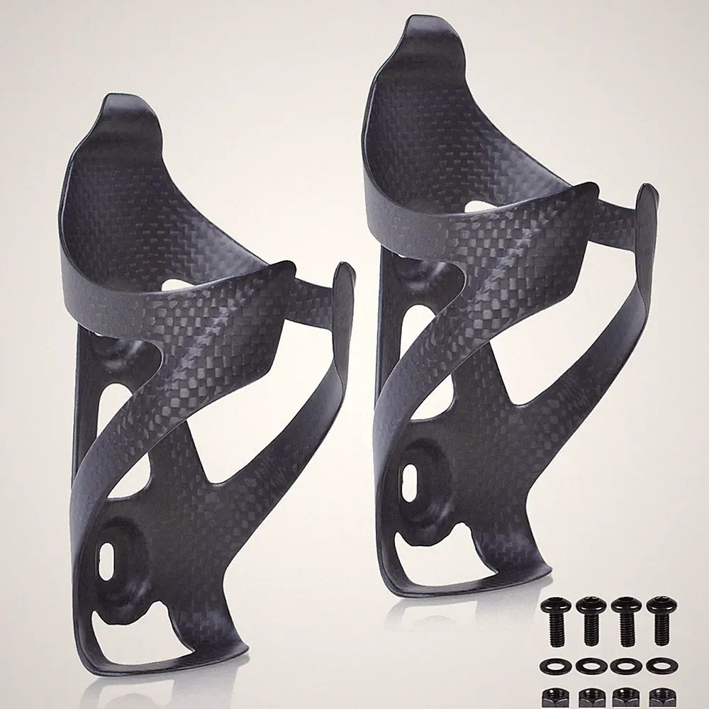 2 Pack Ultra-Light Full Carbon Fiber Bicycle Bike Drink Water Bottle Cage Hol...