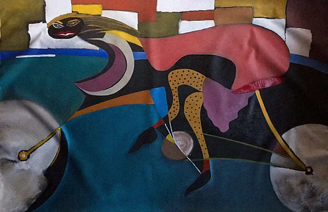 Bicycle Race. oil painting on canvas: (41" x 62")