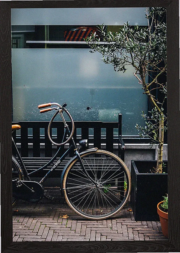 Dutch Bicycle in City Framed Wall Art Poster Canvas Print Picture