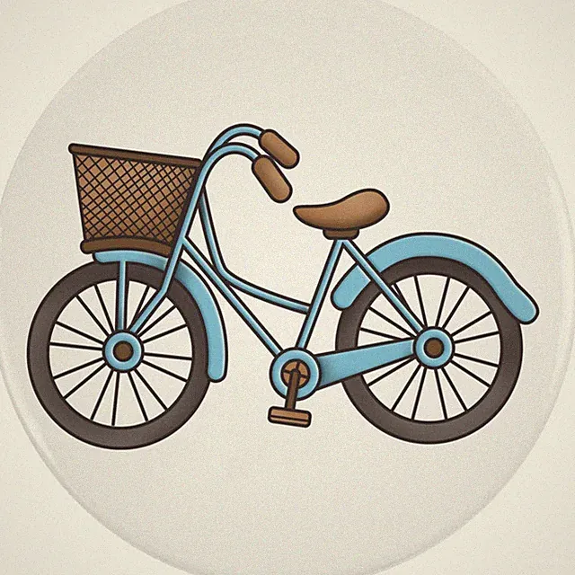 'Dutch Bike With Basket' Button Pin Badges (BB021185)