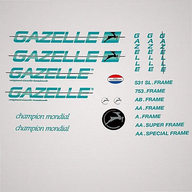 Gazelle 1980s Champion Mondial Bicycle Decals, Stickers n.890