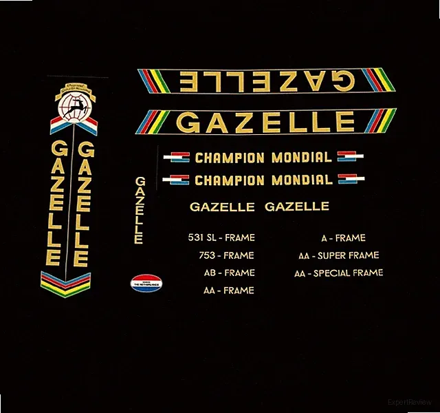 Gazelle Champion Mondial Bicycle Decals, Stickers n.24 Gold