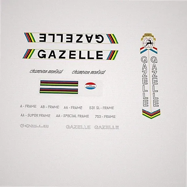 Gazelle Champion Mondial Decals, Stickers n.45 - Black/White