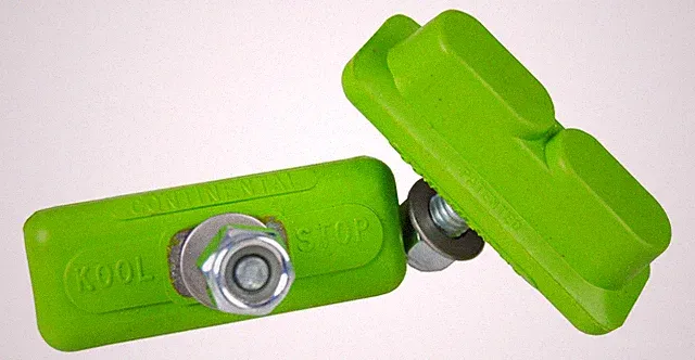 KOOL STOP Continental bicycle THREADED brake pads for Skyway Mags GREEN (PAIR)