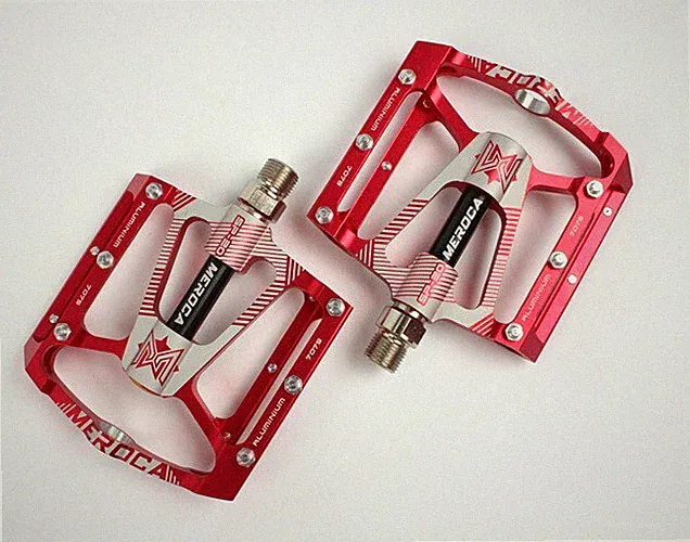 MEROCA Folding Road MTB Bike Pedal City Fixie Bicycle Flat Cycling Pedals Red
