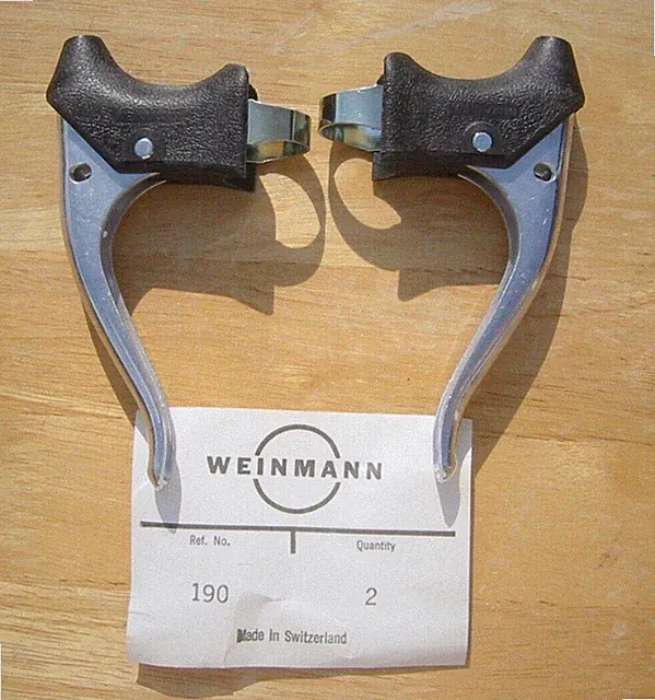 NOS Weinmann AG # 190 Junior Drop Bar Road Brake Levers - Switzerland 22-24mm