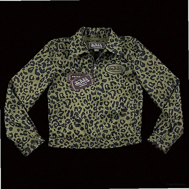 NWT Von Dutch Cheetah Leopard Print Jacket Women’s S Mechanical Stretch Full Zip