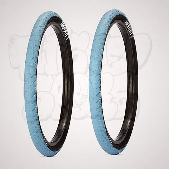 PAIR Merritt Option BMX Wheelie Bike Tires w Swerve Wall 26 x 2.5 Tar Heel Blue