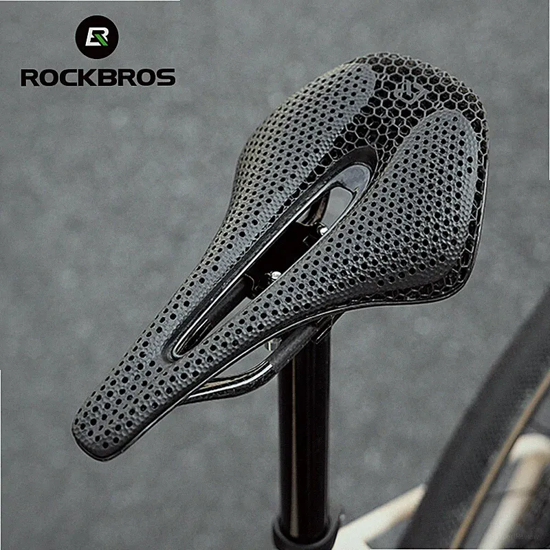 ROCKBROS Carbon Fiber Bicycle Saddle 3D Printed Ultralight MTB Road Bike Seat