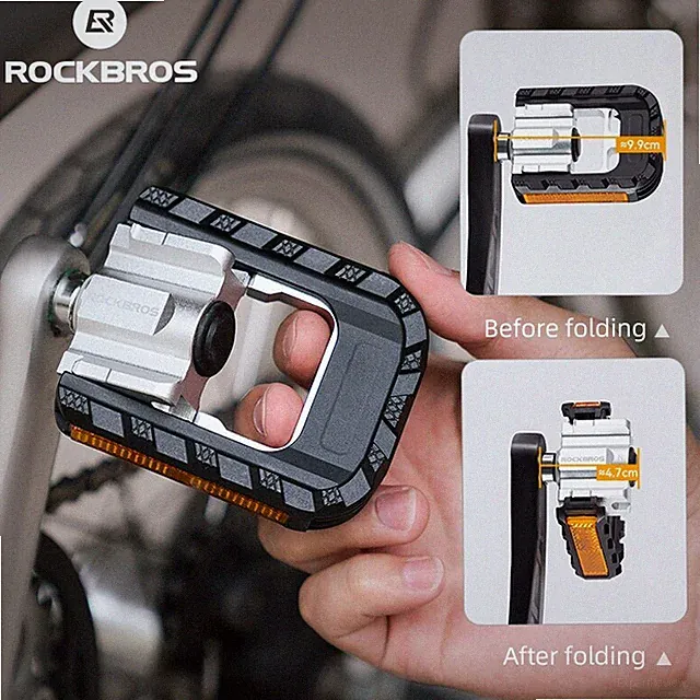ROCKBROS Folding Bike Pedals Aluminum Anti-slip Bearing Foldable Bicycle Pedals