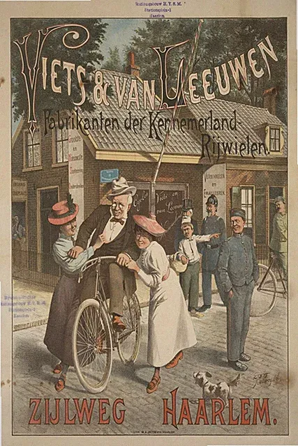 Vintage Dutch Bicycle Shop Advertising Poster Haarlem Print 24x36 Wall Art