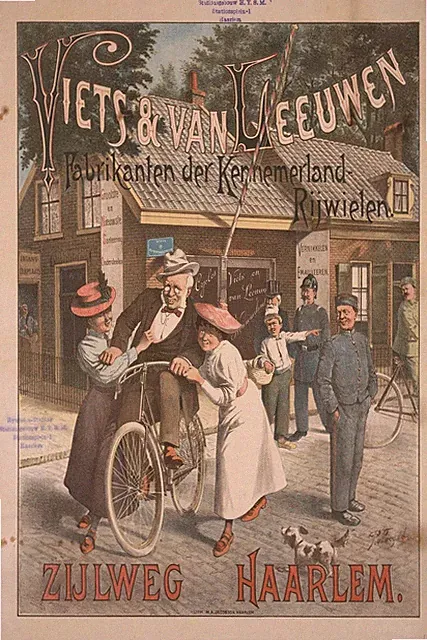 Vintage Dutch Bicycle Shop Haarlem Advertisement Poster 24x36 Wall Art