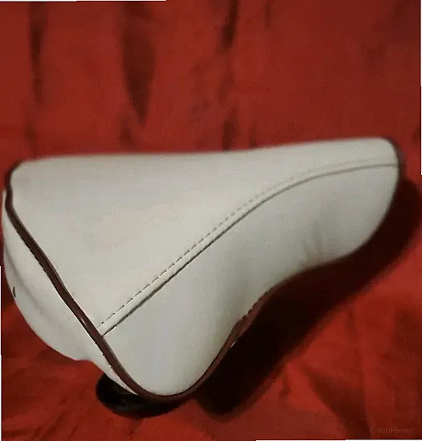 Vintage Persons White/Brown Vinyl/Plastic USA Bicycle/Tricycle Seat