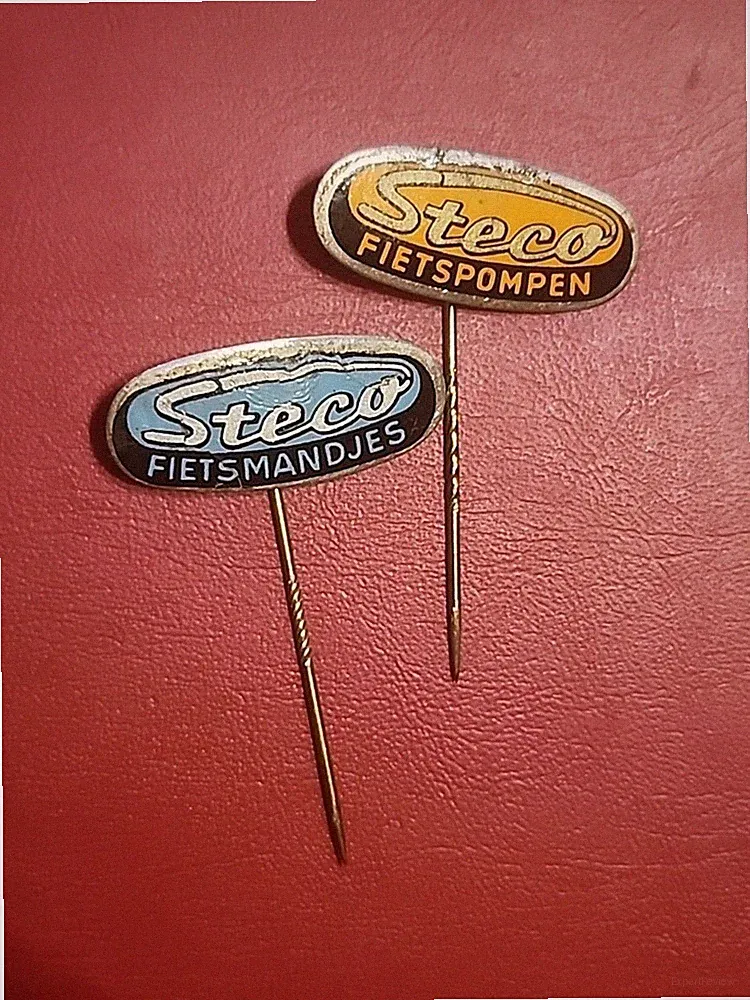 Vintage Steco Lapel Pins – Fietspompen & Fietsmandjes Dutch Bicycle Badges
