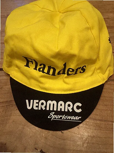 Vintage Vermarc Flanders Messenger Hat Cycling Team Dutch Yellow Black
