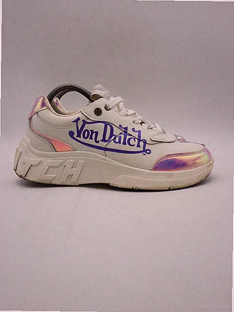 Von Dutch Women’s Size 8.5 Vanderdutch White Iridescent Shoes Sneakers WSN714