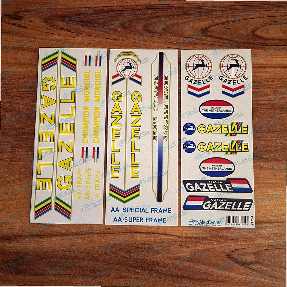 Yellow Original Restoration Decals Kit Dutch Bicycle Campagnolo Vintage Set